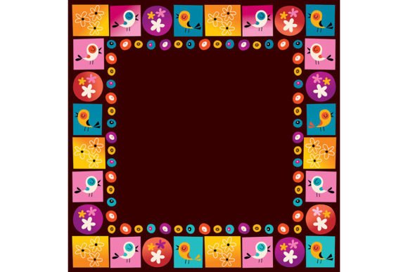 Birds and Flowers Nature Border for Design Projects