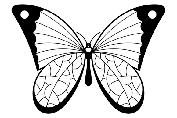 Black Butterfly Silhouette with Patterned Wings