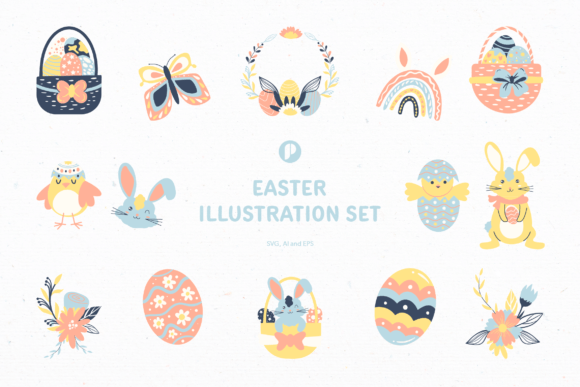 Cute Easter Illustration Set: A Creative Must-Have for Your Holiday Designs