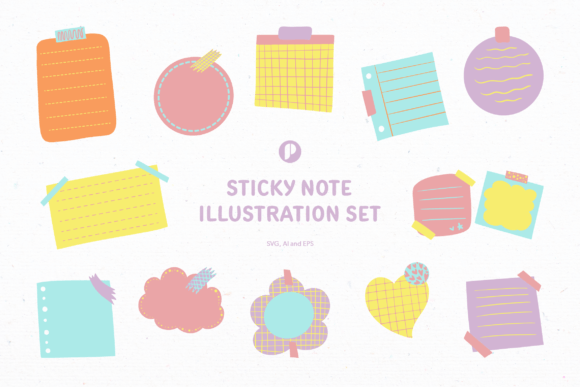 Cute Sticky Note Illustration Set: A Versatile Design Asset for Modern Creatives