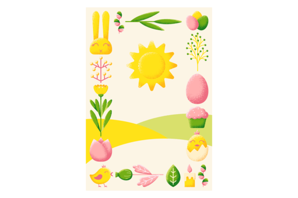 Easter Card Template. Spring Nature Deco