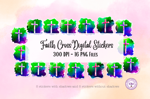 Enhance Your Designs with Faith Cross Digital Stickers Vol 1