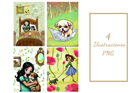 Enhancing Creativity and Branding with Four Illustration Scenes for Modern Design Needs