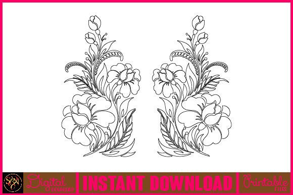 Floral Line Art Flower SVG Elements-16: A Versatile Resource for Creative Projects