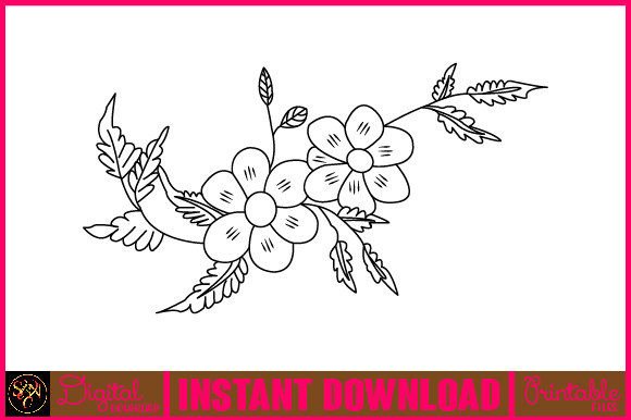 Floral Line Art Flower SVG Elements 77: A Versatile Design Resource for Creative Projects