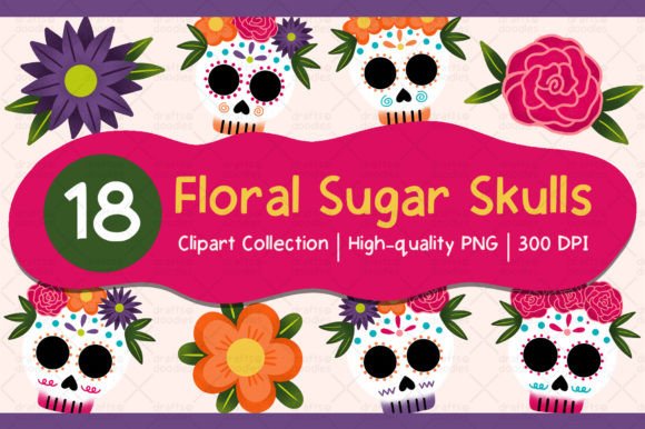 Floral Sugar Skulls Clipart Set: A Creative Resource for Day of the Dead and Beyond