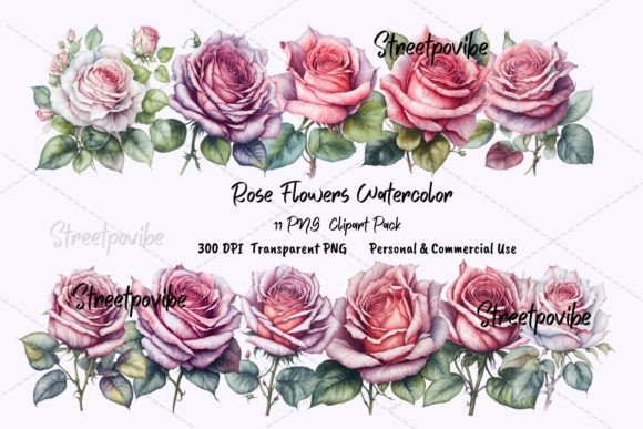 Flower Rose Sketch Watercolor Clipart: A Versatile Design Resource for Creative Projects