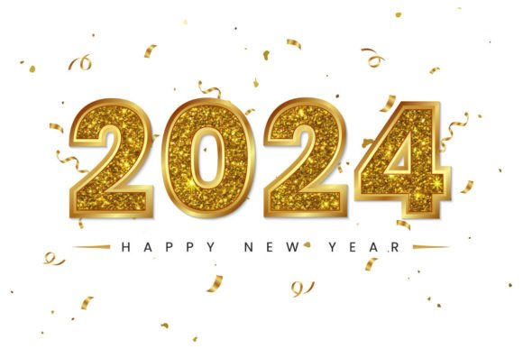 Golden Glitter Happy New Year 2024: Strategic Design for Purposeful Celebrations