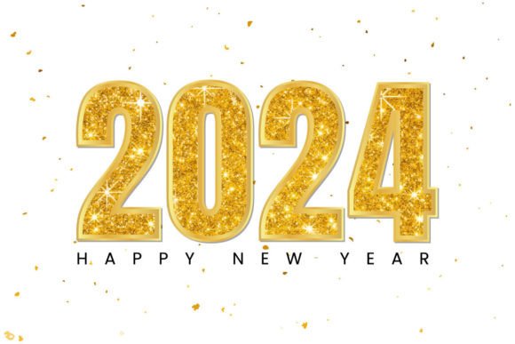 Golden Glitter New Year 2024 Design: A Sparkling Visual Trend