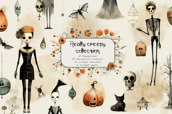 Halloween Ghosts Skeleton Cliparts: A Spooky Resource for Creative Projects