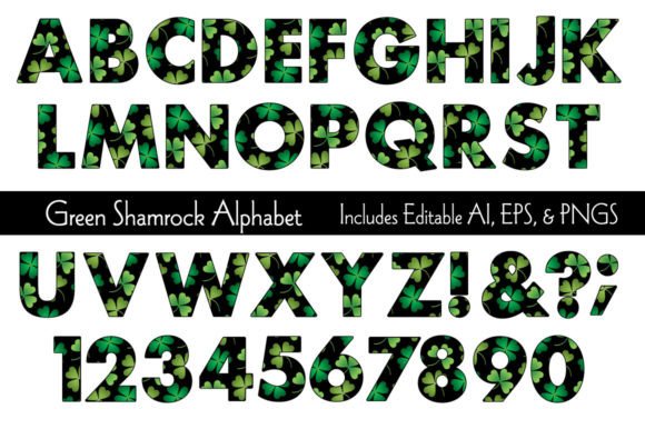 Shamrock Pattern Alphabet Clipart for Creative Holiday Projects