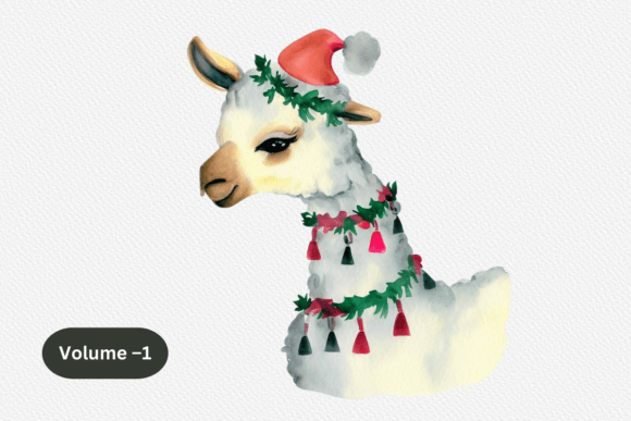 Watercolor Christmas Llama Clipart Vol–1: A Festive Twist for Creative Projects