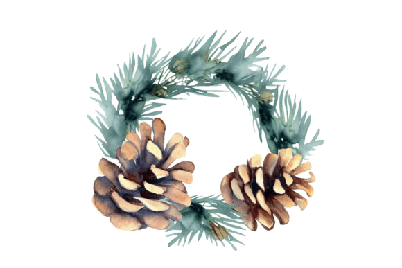 Watercolor Forest Pine Wreaths Clipart: A Versatile and Natural Design Element for Holiday and Seasonal Projects
