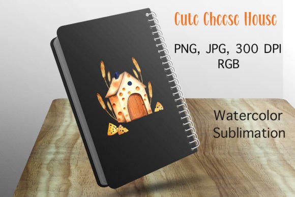 Watercolor Sublimation Cute Cheese House for Creative Projects