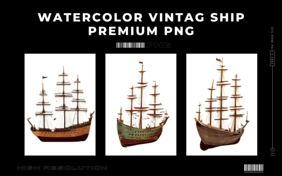 Watercolor Vintage Ship Premium PNG: A Versatile Asset for Creative and Professional Projects