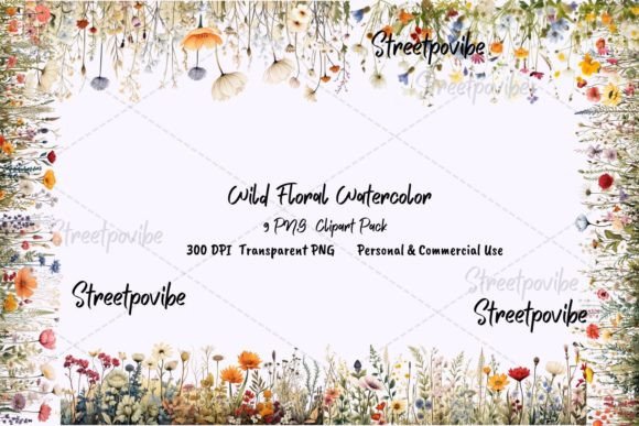 Wild Meadow Flower Watercolor Clipart for Creative Projects